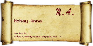 Mohay Anna névjegykártya